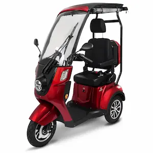 Überdachtes E-Trike mit Windschutzscheibe, perfekt für jedes Wetter.