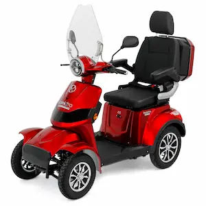 Premium-Vierradmobil mit Sitzkomfort, LED-Beleuchtung und Wetterschutz.
