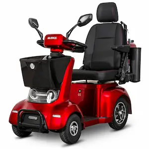 Stabiles E-Mobil mit vier Rädern, bequemer Sitz und LED-Beleuchtung für Alltag und Freizeit.