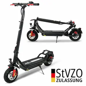 Leistungsstarker E-Kickroller mit großem Trittbrett und LED-Licht von Rolektro für urbanes Fahren.