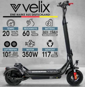 Velix E-City Roller Velix E-Kick 20 mit technischen Details – kompakter E-Roller für Stadtfahrten mit leistungsstarkem Motor und praktischem Design